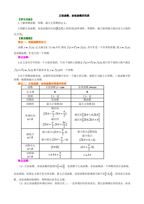 正弦函数、余弦函数的性质_基础-高中数学知识讲解