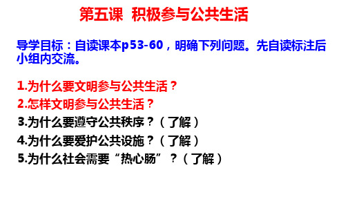 鲁人版《道德与法治》九年级上册第五课《积极参与公共生活》复习课件