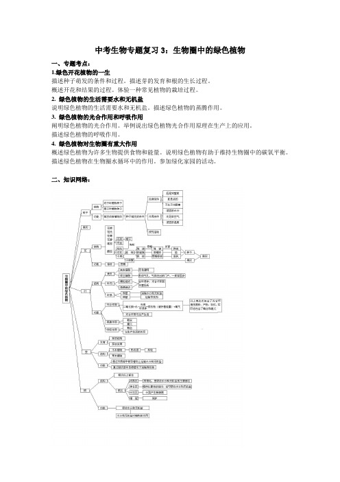 中考生物专题复习案之生物圈中的绿色植物