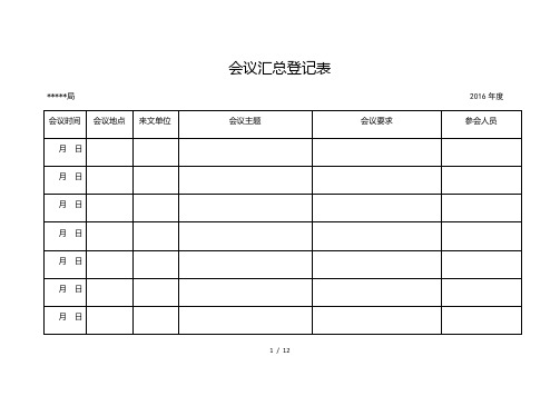 会议汇总登记表