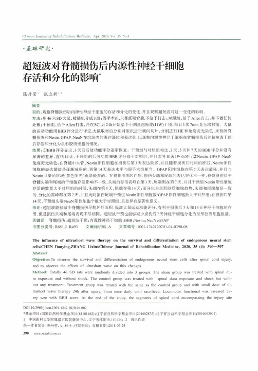 超短波对脊髓损伤后内源性神经干细胞存活和分化的影响