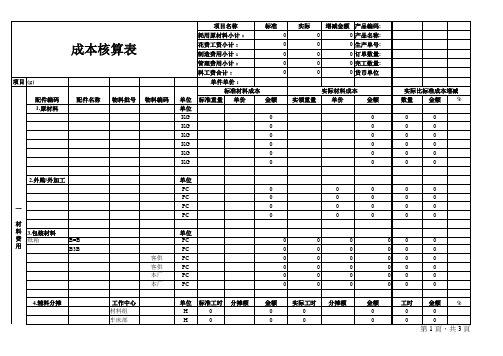 成本核算格式1