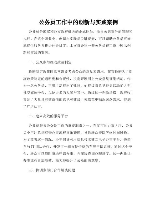 公务员工作中的创新与实践案例