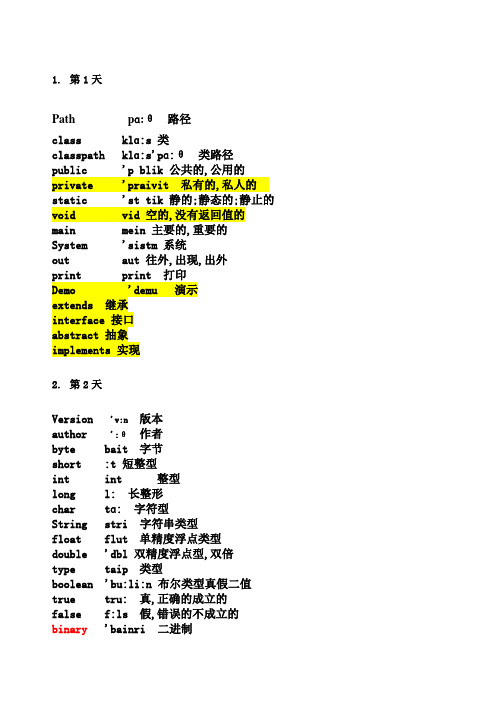 Java基础必会单词