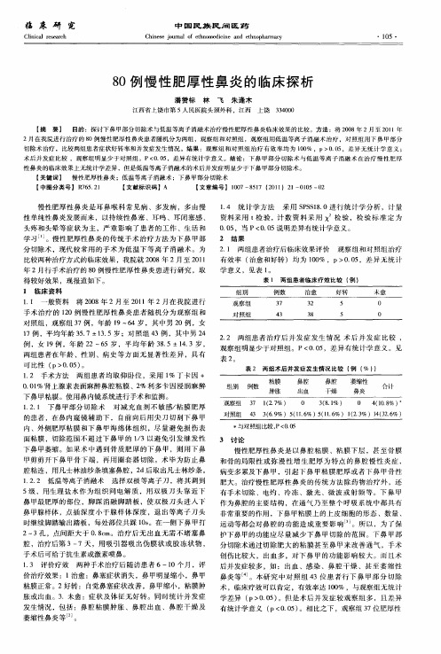 80例慢性肥厚性鼻炎的临床探析