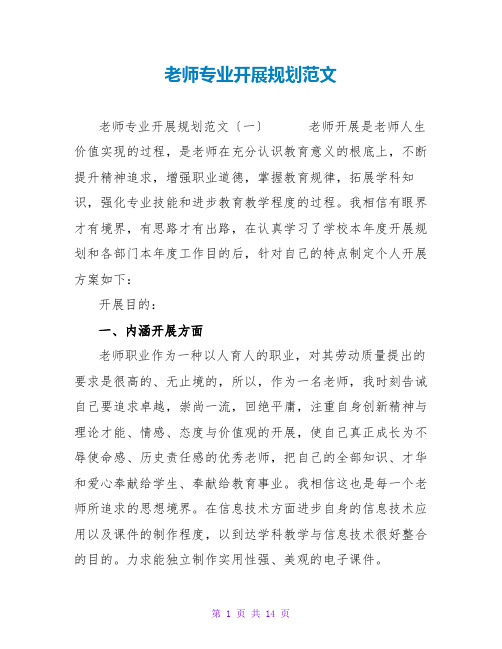 教师专业发展规划范文