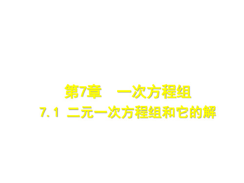 最新华师大版七年级数学下册第七章一次方程组PPT课件完整版