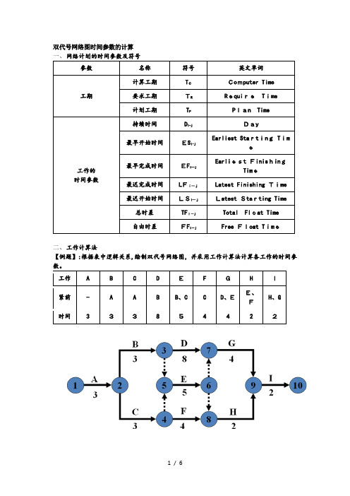 双代号网络图时间参数的计算