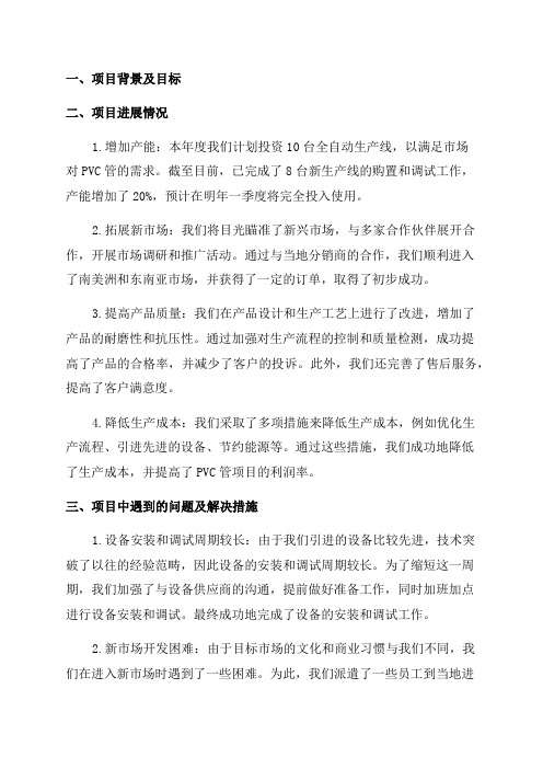 PVC管项目年终总结报告