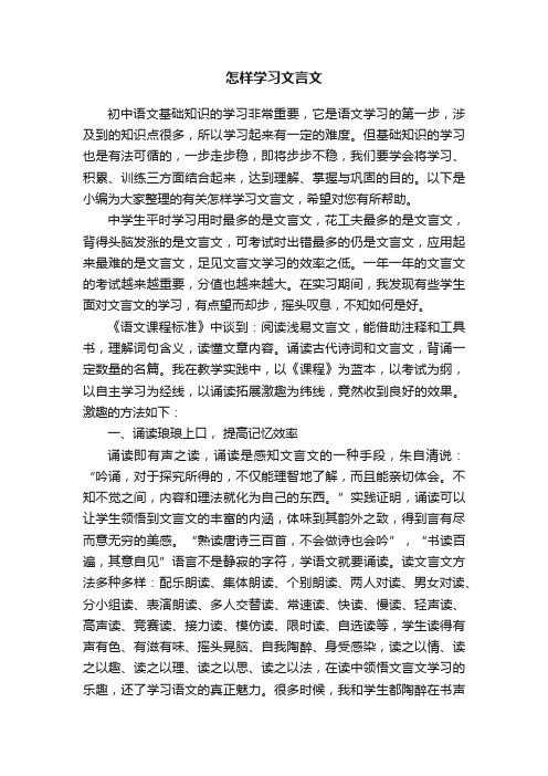 怎样学习文言文