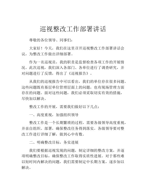 巡视整改工作部署讲话