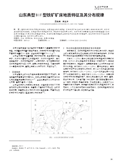 山东典型BIF型铁矿矿床地质特征及其分布规律