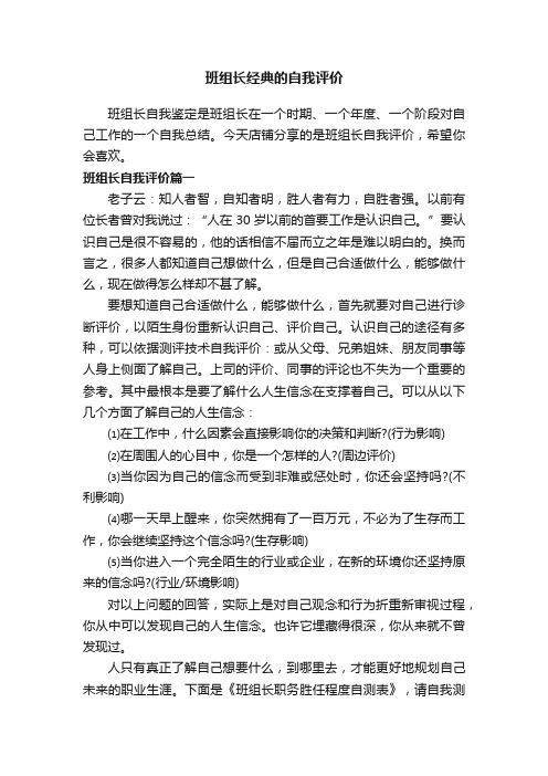 班组长经典的自我评价