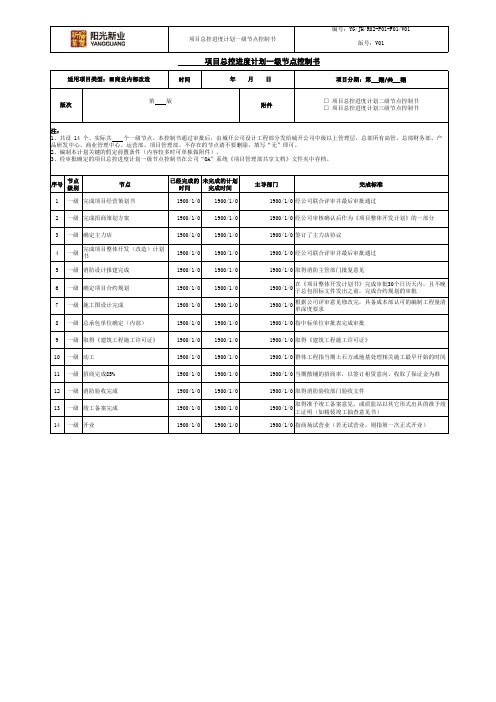 项目总控一二级计划模板