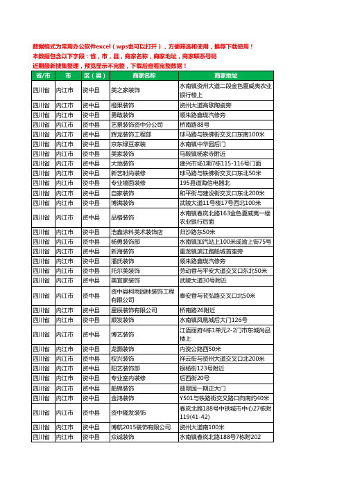 2020新版四川省内江市资中县装修工商企业公司商家名录名单黄页联系电话号码地址大全74家