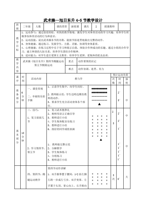 新人教版一至二年级体育《武术 3.武武术健身操 2.武武术健身操《旭日东升》第四、五节》公开课教案_4