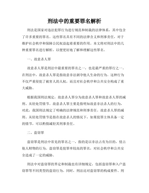 刑法中的重要罪名解析