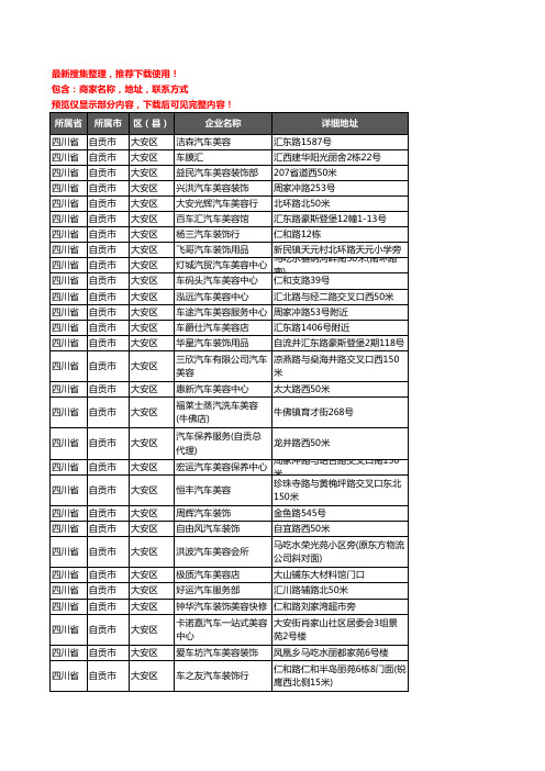 新版四川省自贡市大安区汽车装潢企业公司商家户名录单联系方式地址大全41家