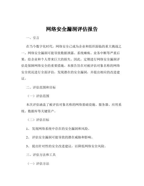 网络安全漏洞评估报告