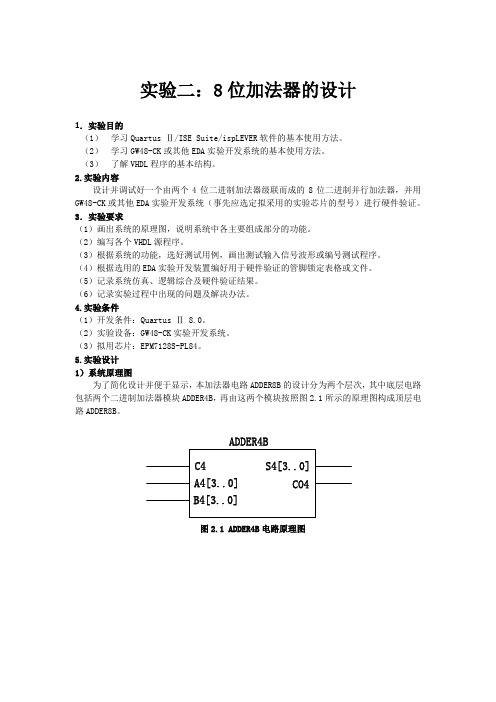 EDA8位二进制并行加法器