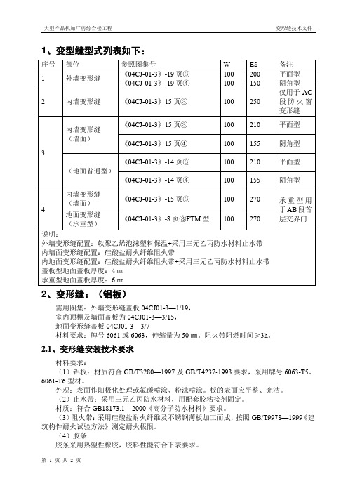 变形缝盖板---技术要求