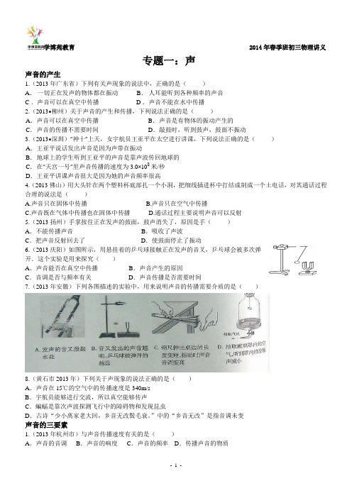 2013年中考物理集锦：专题一声