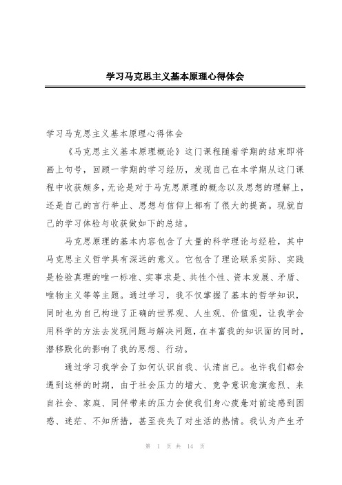 学习马克思主义基本原理心得体会