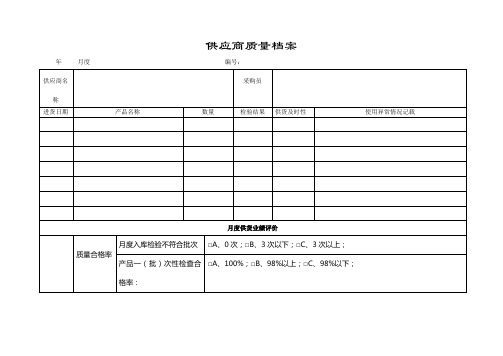 供应商质量管理档案