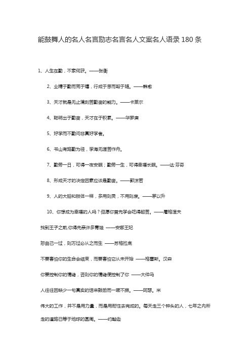 能鼓舞人的名人名言励志名言名人文案名人语录180条