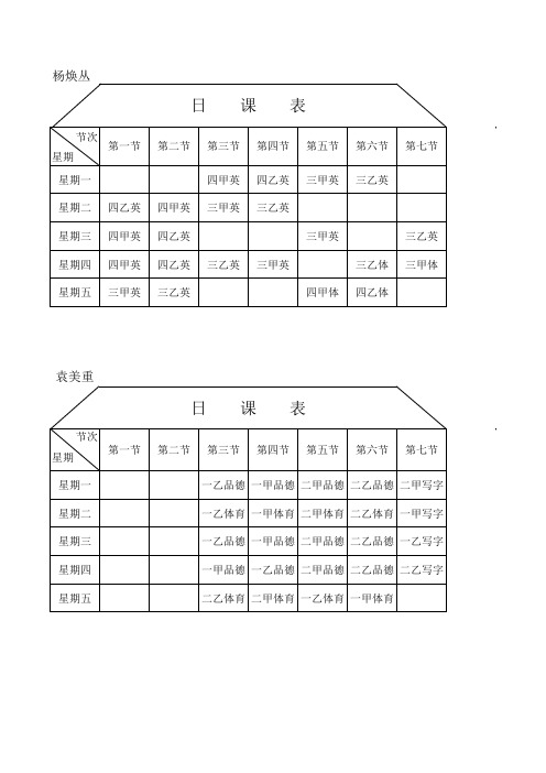 小学教师总课程表2017--2018