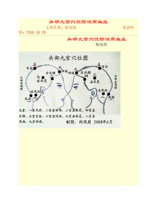 头部九宫穴位防治高血压