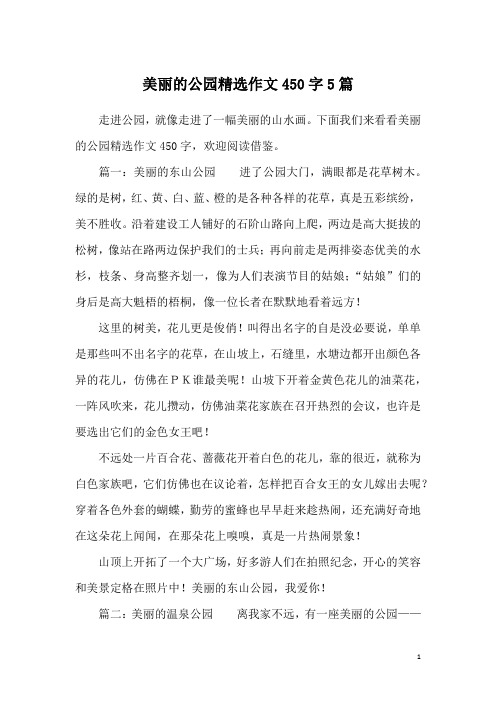 美丽的公园精选作文450字5篇