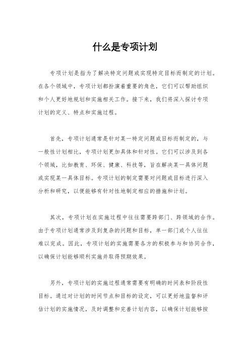 什么是专项计划