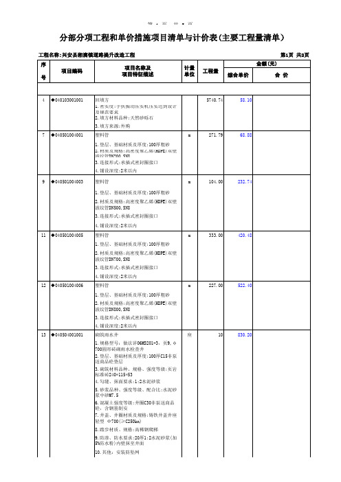 表08_分部分项工程和单价措施项目清单与计价表