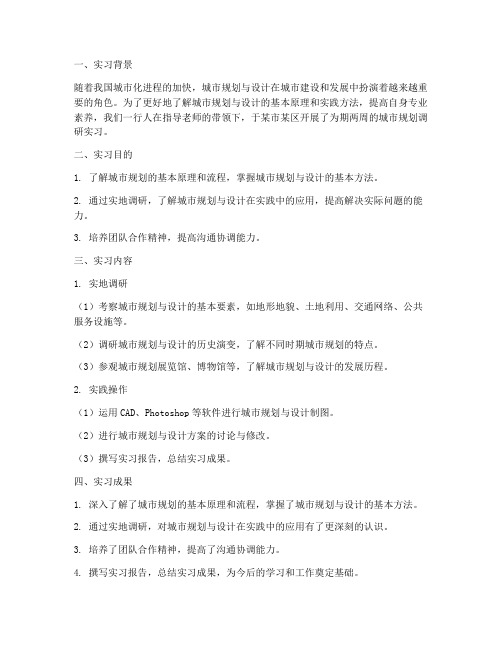 城规调研实习报告总结