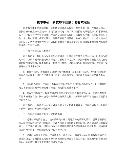 校本教研：新教师专业成长的有效途径