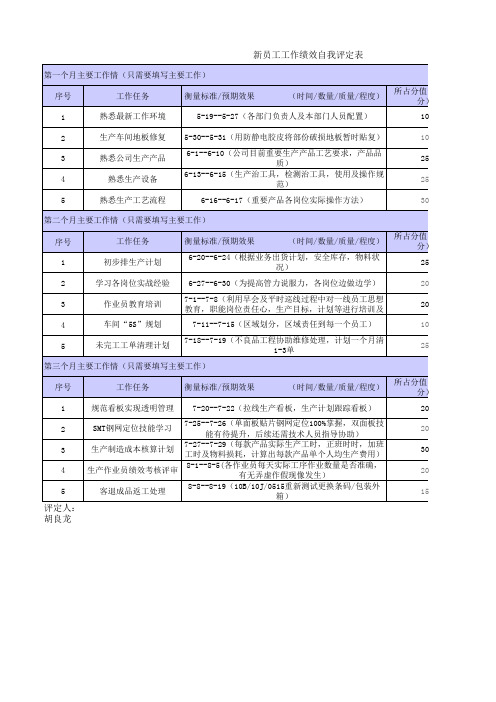 副本新员工工作绩效自我评定表