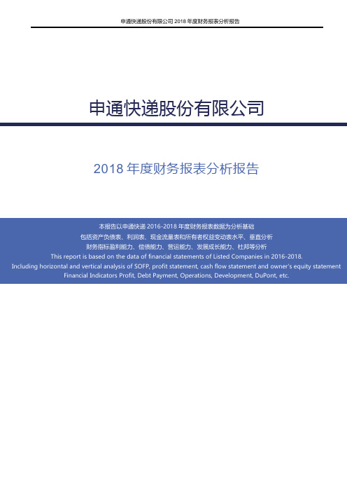 申通快递股份有限公司2018年度财务报表分析报告