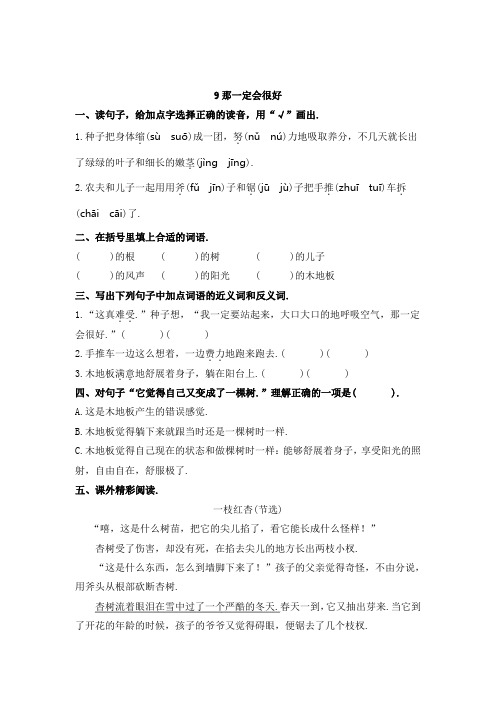 9那一定会很好一课一练(附答案)