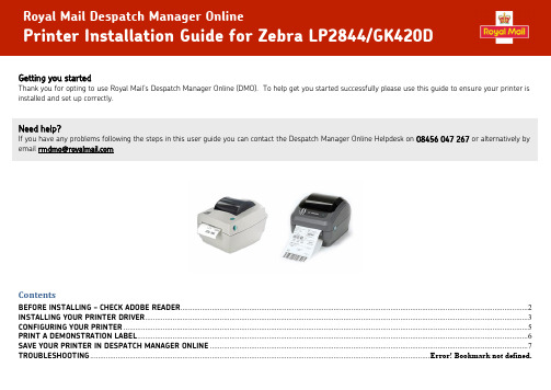 Royal Mail Despatch Manager Online Printer Install