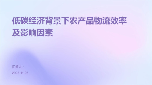 低碳经济背景下农产品物流效率及影响因素