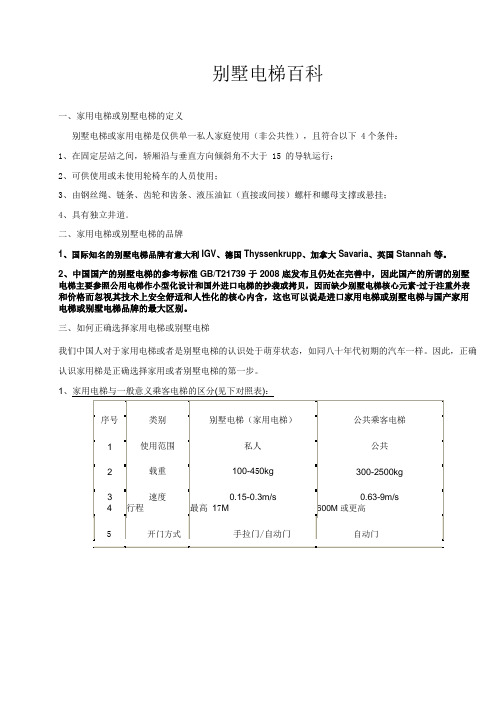 别墅电梯百科