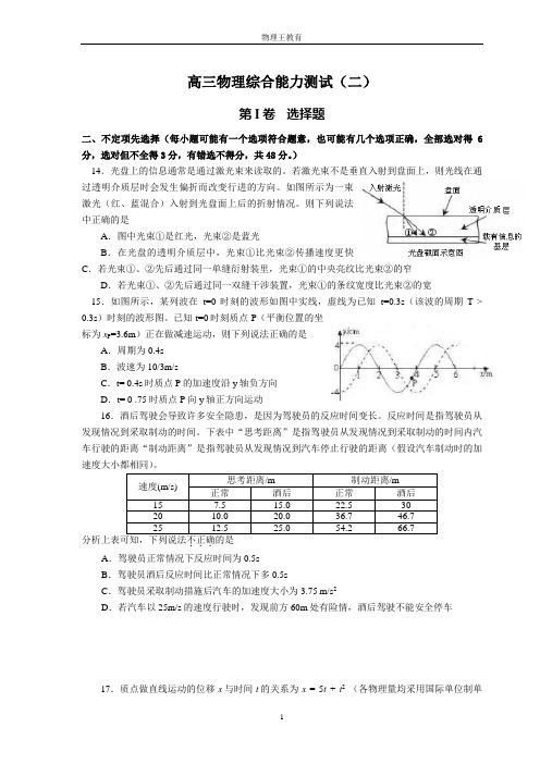 高三物理综合能力测试(二)(含答案)——打印