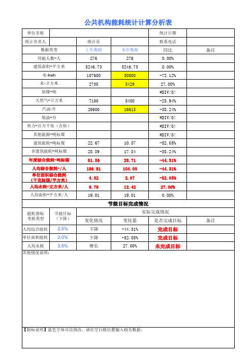 公共机构综合能耗计算表