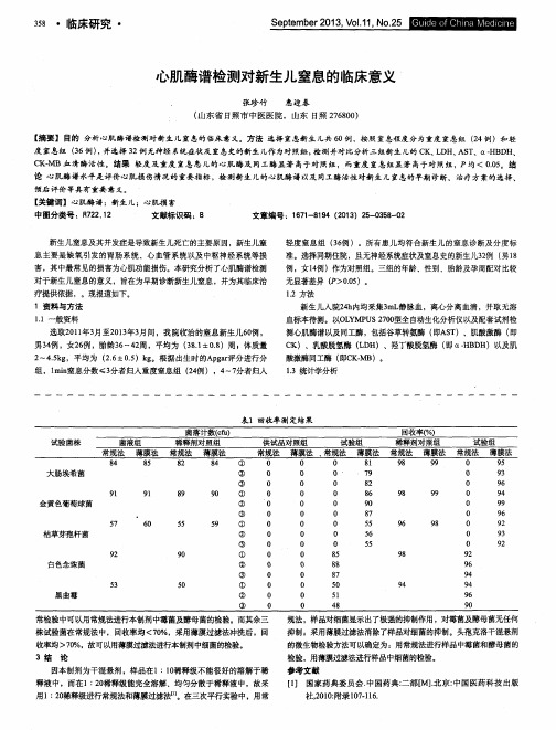 心肌酶谱检测对新生儿窒息的临床意义