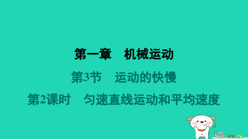 河北省2024八年级物理上册第一章第3节运动的快慢第2课时匀速直线运动和平均速度课件新版新人教版