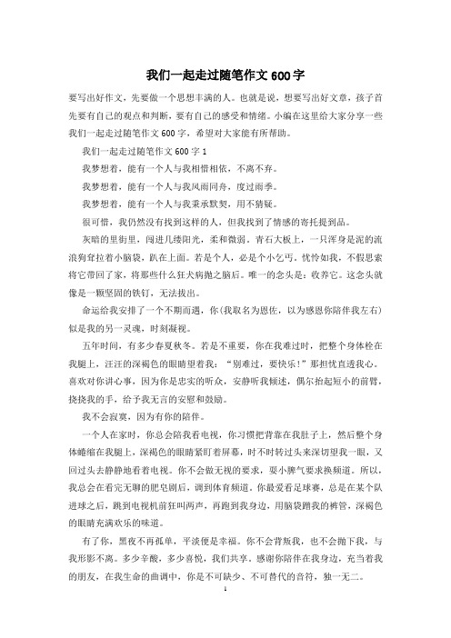 我们一起走过随笔作文600字