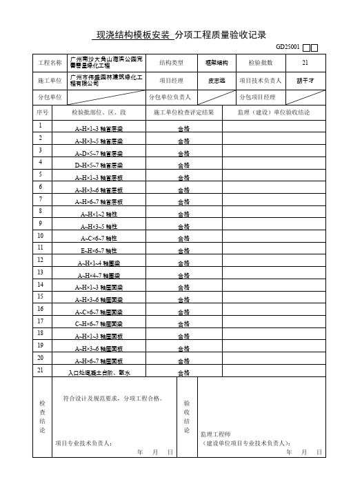 分项工程质量验收记录填写范例