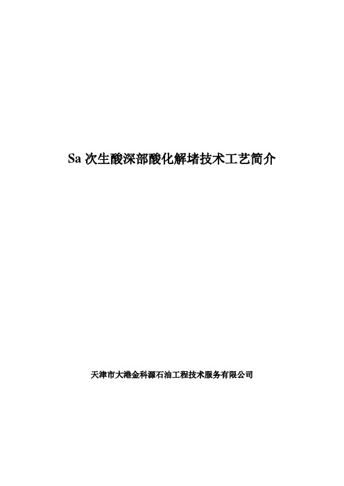 66Sa次酸深部酸化解堵工艺技术简介