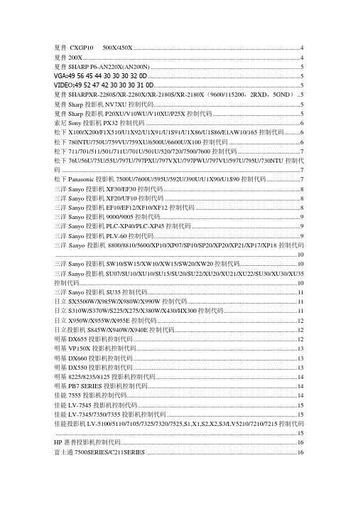 投影机控制代码速查手册